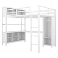 Metal Loft Bed With Wardrobe And L Shaped Desk, Full Size Loft Bed With Storage Cubes And Shelves, Heavy Duty Loft Bed For Kids Teens Adults, White Pre Sale Date: August 10Th Full Off White Metal