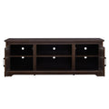 Farmhouse Rattan Tv Stand Console Table For Tvs Up To 70 Inches, Tv Console Table With 2 Storage Shelves, 2 Natural Rattan Door Cabinets, 65