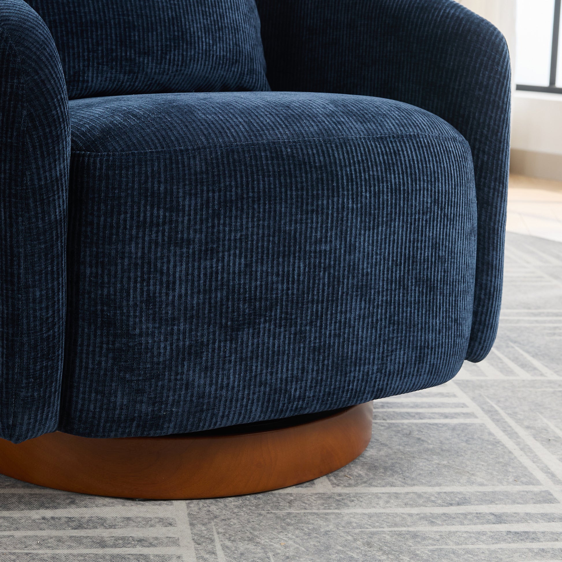 30.3"W Swivel Accent Barrel Chair And Comfy Round Accent Single Sofa Chair, 360 Degree Club Chair, Lounge Armchair For Living Room Bedroom Nursery.Navy Navy Chenille