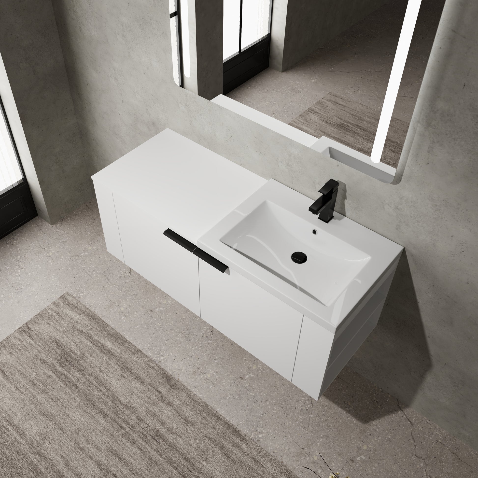 48 "Bathroom Vanity Sink Combo For Big Space,Modern Bathroom Cabinet Cabinet Combination, Bathroom Sink Cabinet Set, White Ameican White Oak Bathroom American Design Engineered Wood