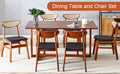 Table And Chair Set, Ancient Style Solid Wood Dining Table, Imitation Rattan Table Legs, Beautiful Simple Solid Wood Dining Chair, Perfect For Dinner, Meetings, Home And Office Decoration Walnut Rubber Wood