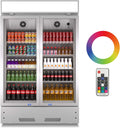 Commercial Refrigerator 2 Glass Door Reach In Cooler, Commercial Display Merchandiser Fridge, Capacity 17.1 Cuft, Etl Approved, Silver Silver Steel