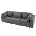 105'' 3 Seater Sofa With Removable Back Cushions And 5 Pillowsfor Living Room, Apartment, Spacious Space Gray Polyester 3 Seat