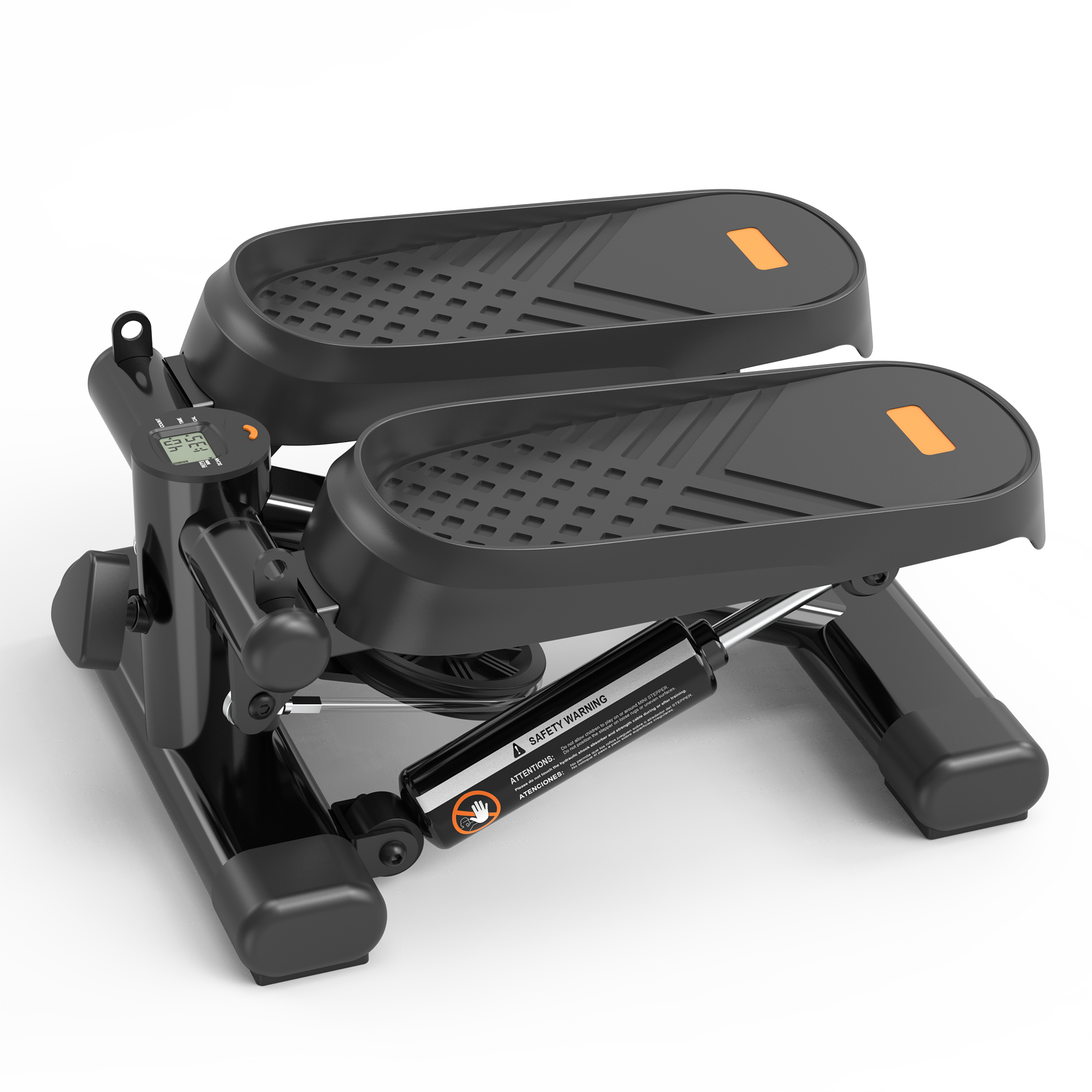 Home Office Exercise 330Lbs Capacity Mini Stepper With Resistance Bands And Lcd Monitor Black Steel