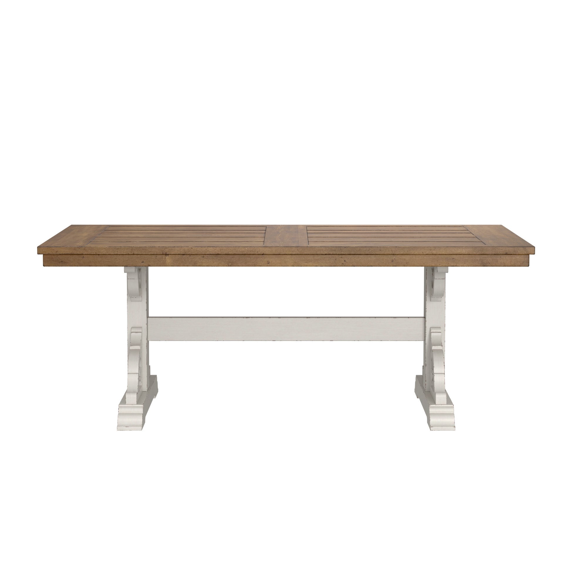 Haidel Brown And White Trestle Dining Table Brown White Solid Wood