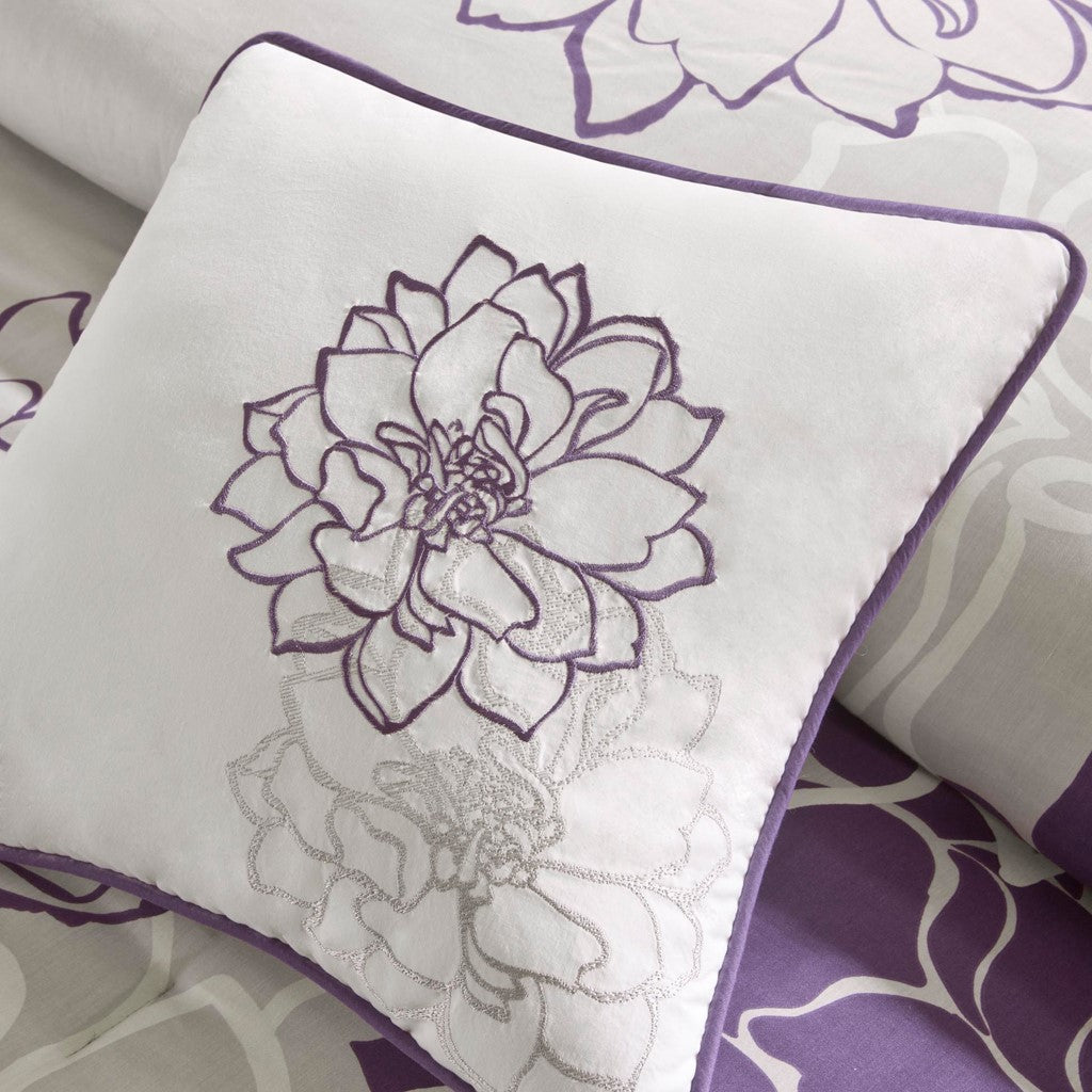Printed Cotton Sateen Comforter Set Taupe Grey Purple Twin Twin Xl Twin Purple Cotton