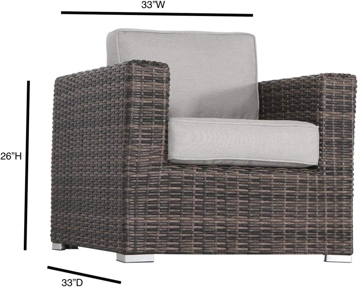 Fully Assembled 2 Person Rattan Wicker Seating Set With Cushions Brown,Gray Metal,Wicker