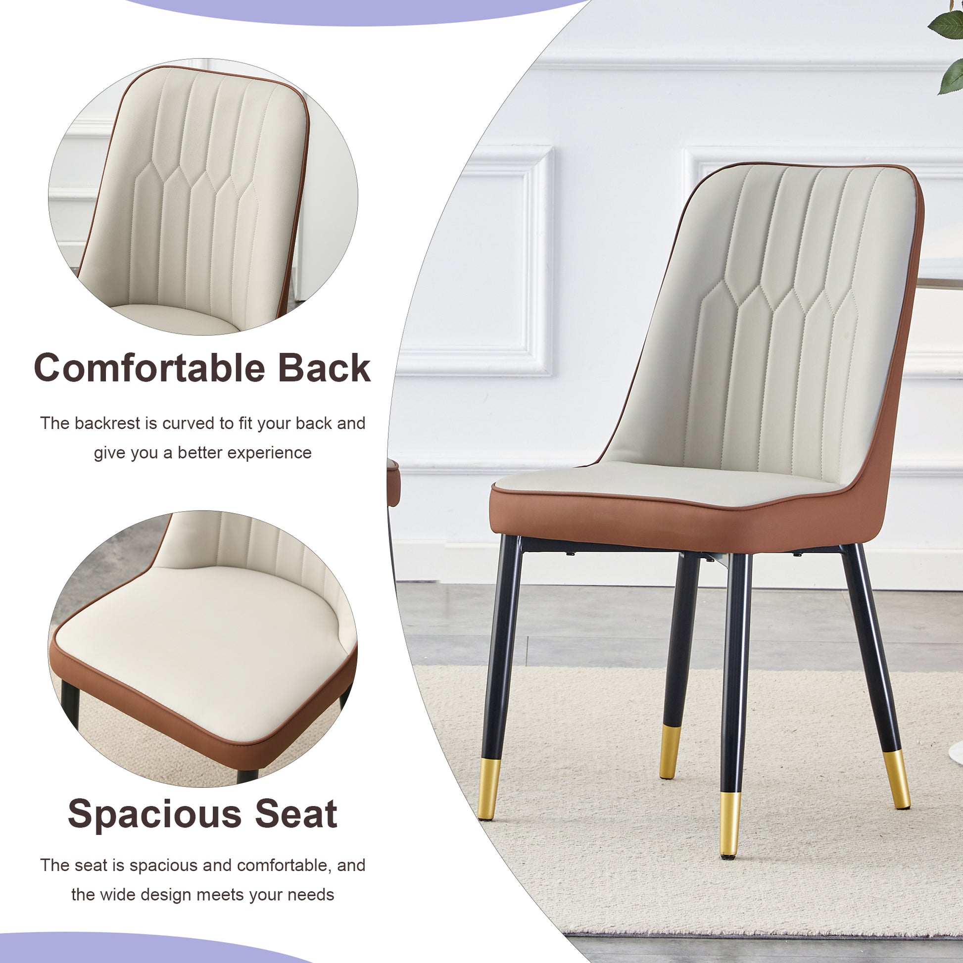 Table And Chair Set.Modern Extendable Wood Mdf Dining Table.The Table Has A Telescopic Design, Suitable For Gatherings Of Different Size.Paired With 4 Chairs With Pu Cushions And Black Metal Legs. Brown,Wood Seats 4 Mdf Metal