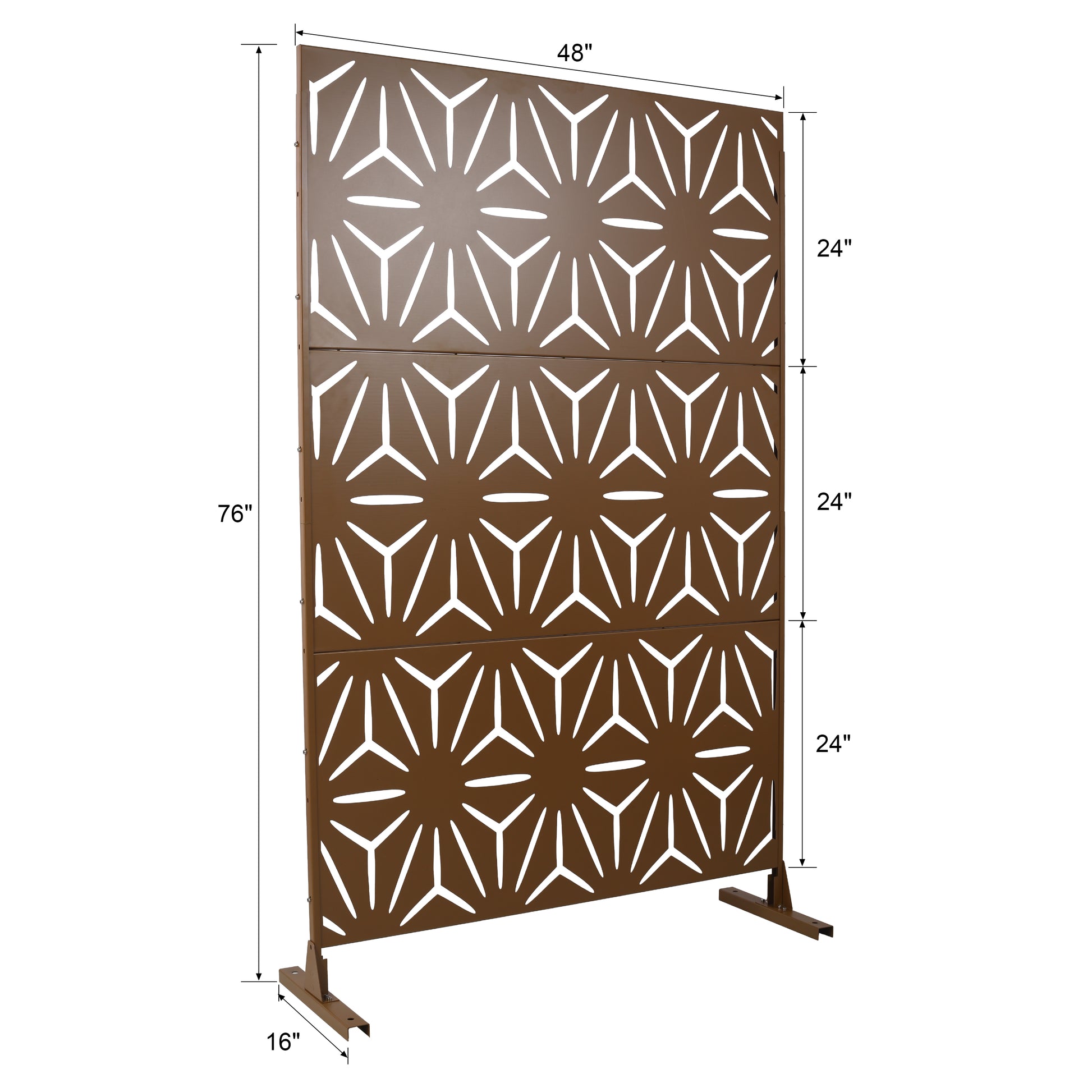 Outdoor & Indoor Privacy Screen Metal Privacy Screen 76" H 48" W, Freestanding Decorative Privacy Screen For Deck Balcony Patio, Privacy Fence Panels For Outside Lawn Garden Ps104 Brown Brown Steel