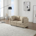 Contemporary Modern Chic Upholstered Fabric Sofa With Storage Seats And Storage Ottomans, 2 Seater Sofa Fabric Couch With Adjustable Arms And Backs For Living Room Beige Beige Polyester 2 Seat