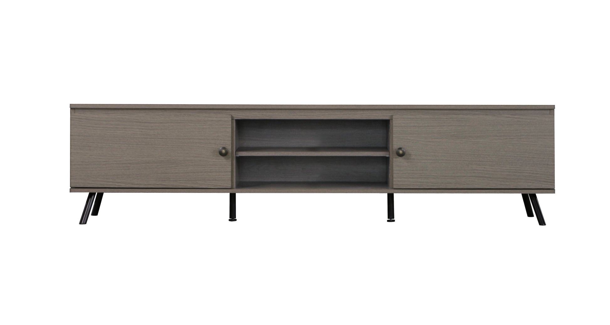 Tv Stand "Elegant Walnut Wood Grain Media Console And Tv Stand With Storage Versatile Modern Entertainment Center For Contemporary Living Room Supports Up To 75 Inch Tvs" Grey 70 79 Inches Solid Wood