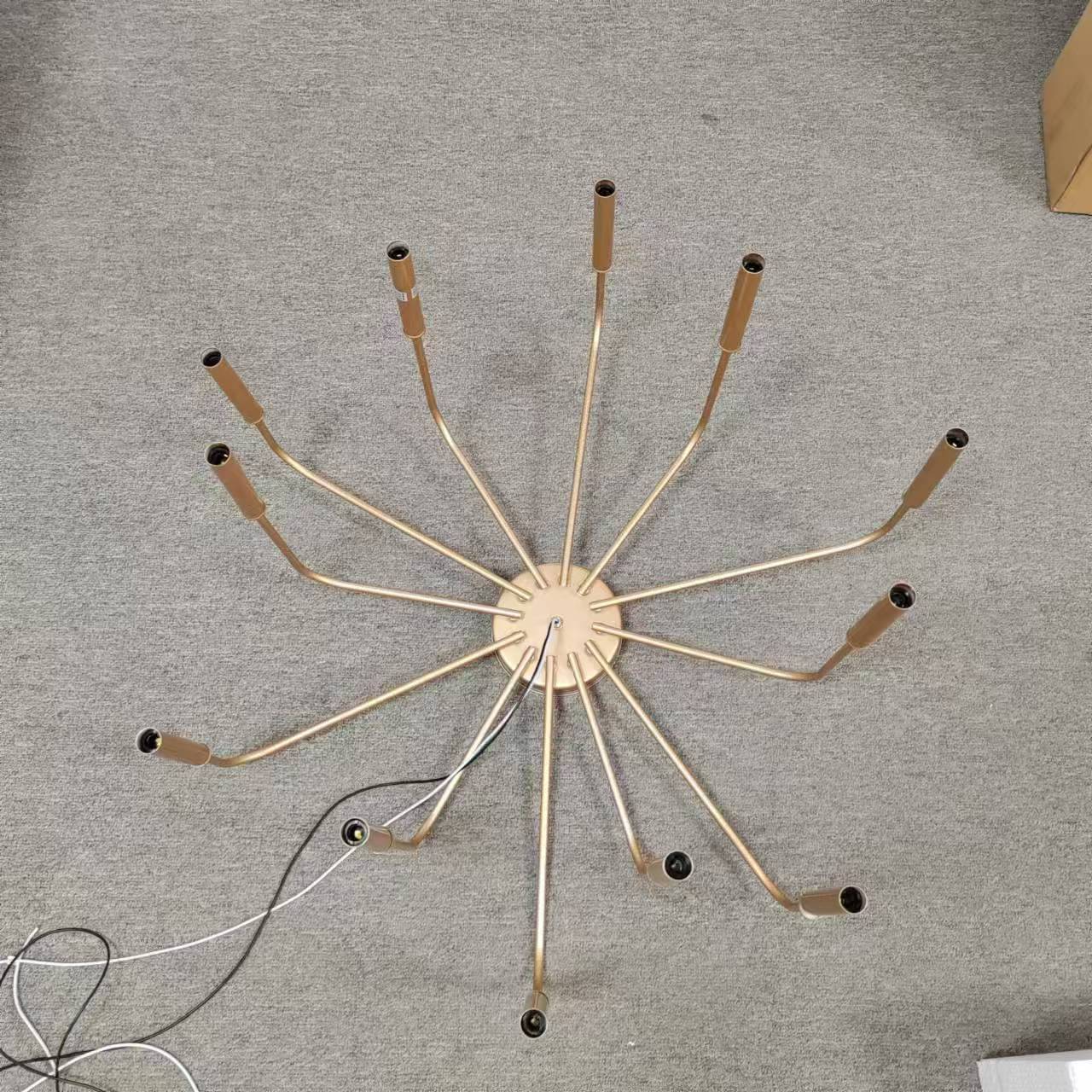 12 Light Modern Gold Farmhouse Iron Chandelier, Adjustable Height E12 Bulb, Classic Candle Hanging Pendant Light For Living Room Dining Room Gold Ceiling Lights 3100K 4200K Neutral White 1000Lm