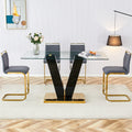 Table And Chair Set,Large Modern Minimalist Rectangular Glass Dining Table For 4 8 With 0.4