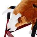 Qaba Kids Spring Rocking Horse Rodeo Bull Style With Realistic Sounds For Children Over 3 Years Old Brown Plush