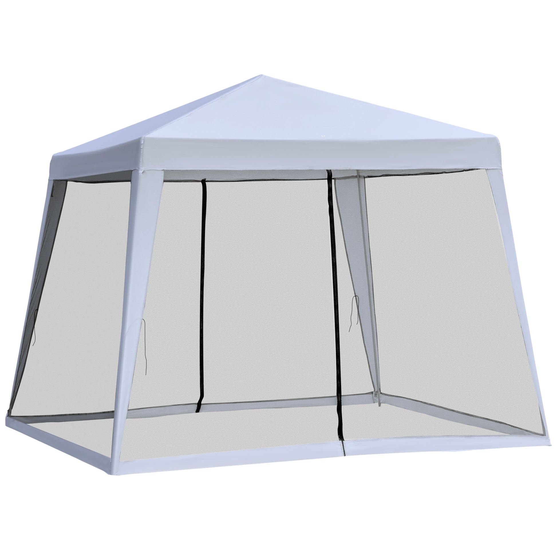 Outsunny 10'X10' Outdoor Canopy Tent, Slant Leg Sun Shelter With Mesh Sidewalls, Patio Tents For Parties, Grey Grey Steel