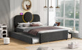 Full Size Upholstered Platform Bed With Multi Functional Led Headboard, Trundle And 2 Drawers, Gray Box Spring Not Required Full Gray Wood Bedroom Upholstered