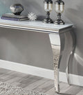 Glam Contemporary 1Pc Sofa Table White Glass Top Silver Color Table Living Room Stainless Steel Cabriole Style Legs Silver,White Primary Living Space Classic,Modern,Transitional Console Tables Rectangular Glass,Stainless Steel