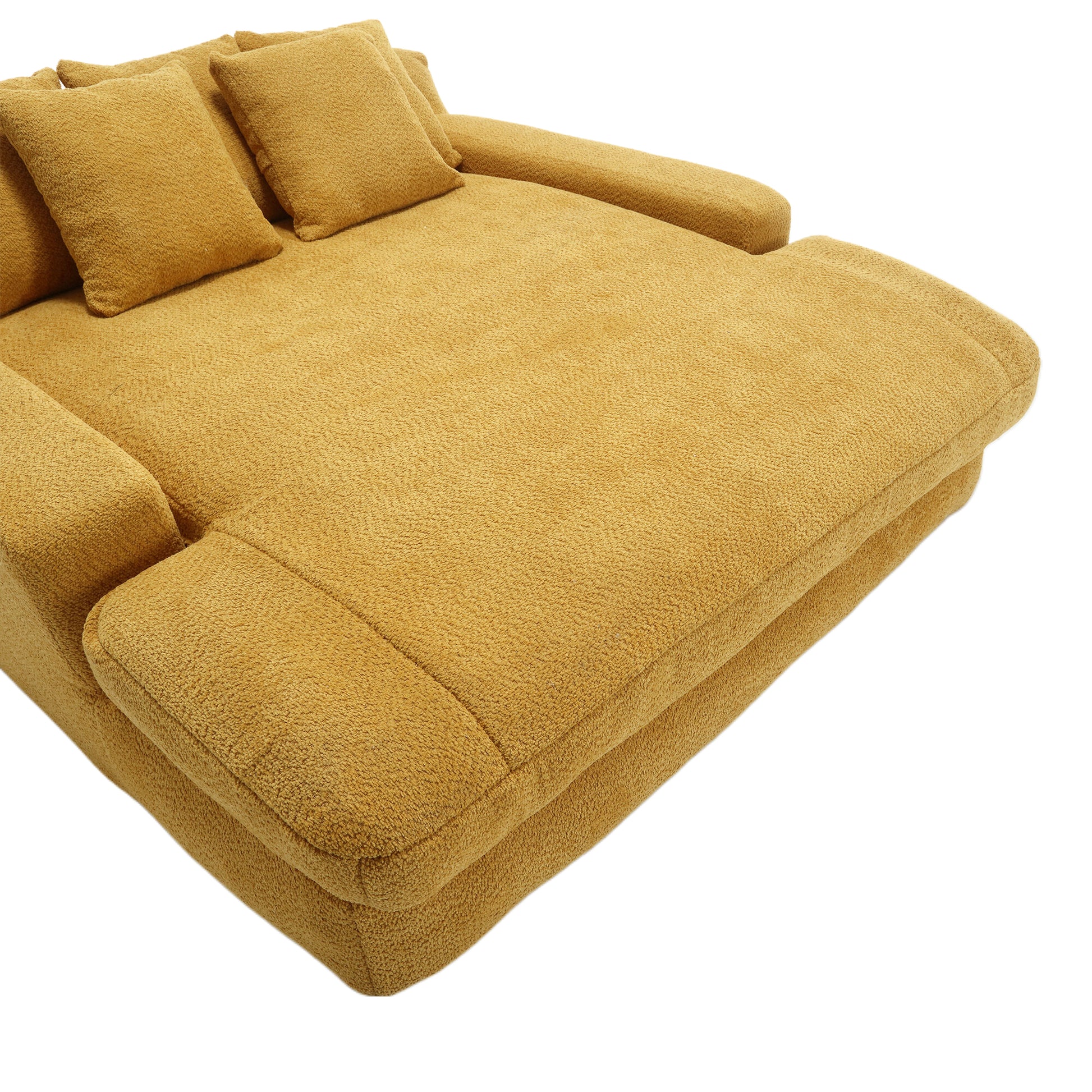 Coolmore Chenille 2 Seater Lazy Sofa With 5 Back Pillows,Comfy Sofa Deep Seat Couch For Living Room,Club Mustard Yellow Mustard Yellow Primary Living Space Modern Foam Chenille 2 Seat