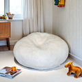 3 Ft Bean Bag Chairs For Adults Teens With Filling, Medium Bean Bag Sofa With Shredded Foam, Furniture Bag With Plush Fur Cover, Ivory White, 3 Foot White Plush