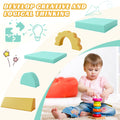 10Pcs Kids Couch For Playroom, Baby Climbing And Crawl Foam Play Set, Foam Climbing Blocks Convertible Sofa ,Kids Play Couch, Indoor Climbing Structure For Toddlers, Infant, Kids, Pre School Mint Green Foam