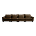 4 Seater Deep Seat Couches For Living Room, Comfy Brown Corduroy Sofas For Living Room Modern With 4 Waist Pillows Brown Corduroy 4 Seat