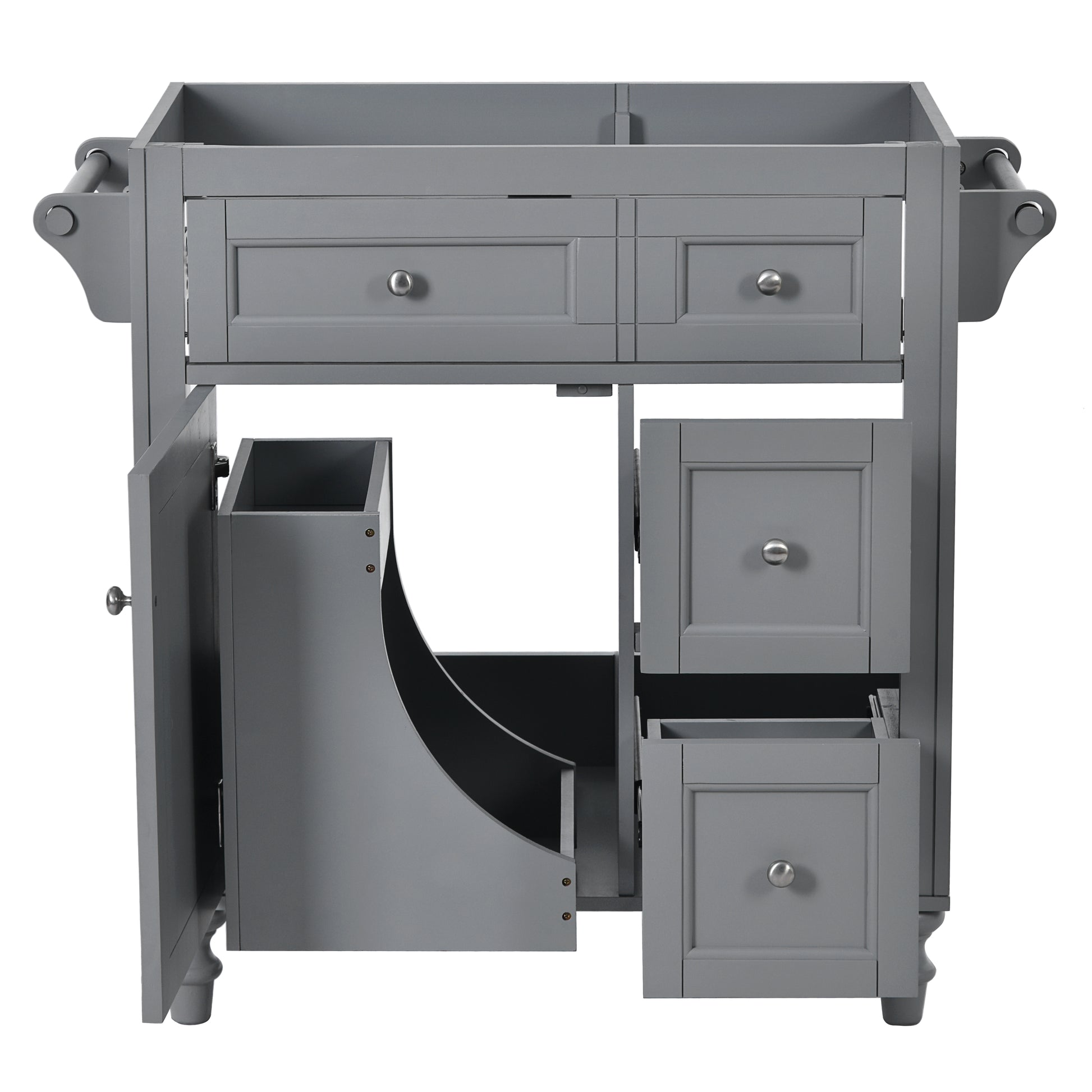 30'' Bathroom Vanity Without Top Sink, Modern Bathroom Storage Cabinet With 2 Drawers And A Tip Out Drawer Not Include Basin Grey Bathroom Modern Solid Wood Mdf