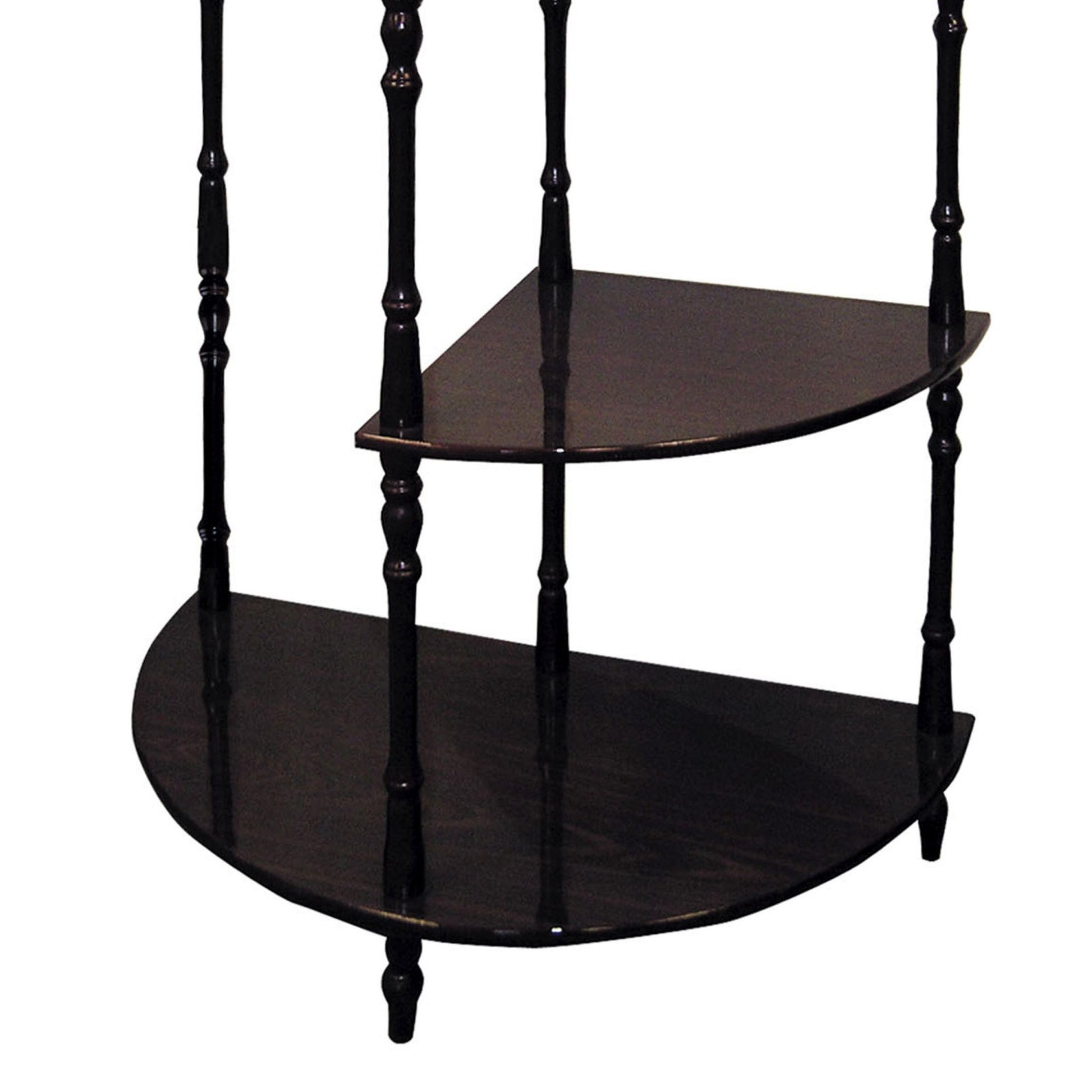 26" Tall 3 Tier Wooden End Table, Crescent Shape With Cherry Finish Multicolor Wood