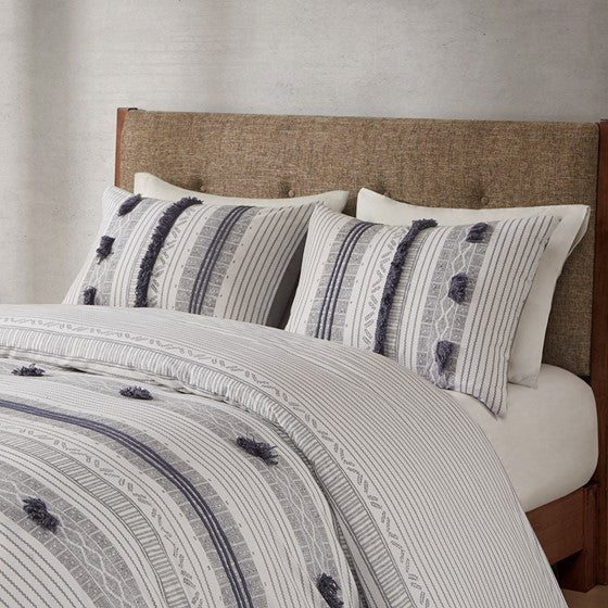 3 Piece Cotton Duvet Cover Set Queen Multicolor Cotton