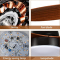 52 Inch Ceiling Fan With Led Light And Remote Control, 3 Speed Modes, 2 Rotating Modes, Timer Antique Brown Wood