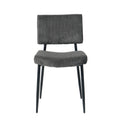 Modern Grey Simple Velvet Dining Chair Fabric Upholstered Chair Family Bedroom Stool Back Dressing, Black Round Table Set, Chair Black Metal Legs Set Of 5 Black Mdf