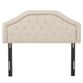 Upholstered Headboard, Diamond Tufted Design, Arched Structure, Easy Assembly, Beige Beige Fabric