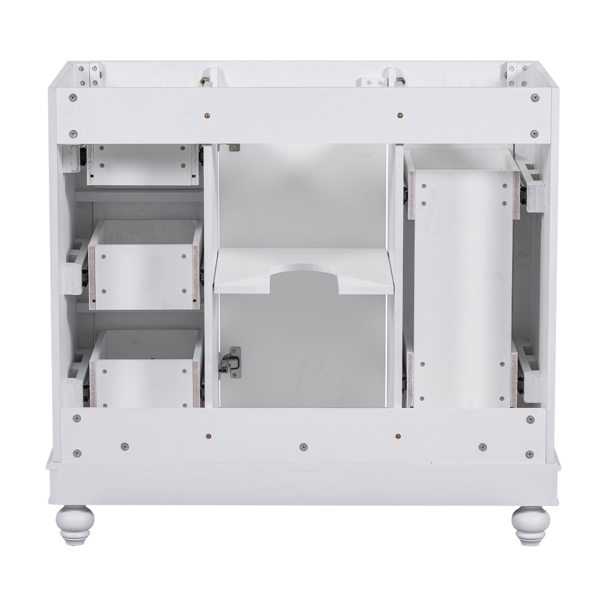 Cabinet Only 36" White Bathroom Vanity Sink Not Included White Solid Wood Mdf Resin