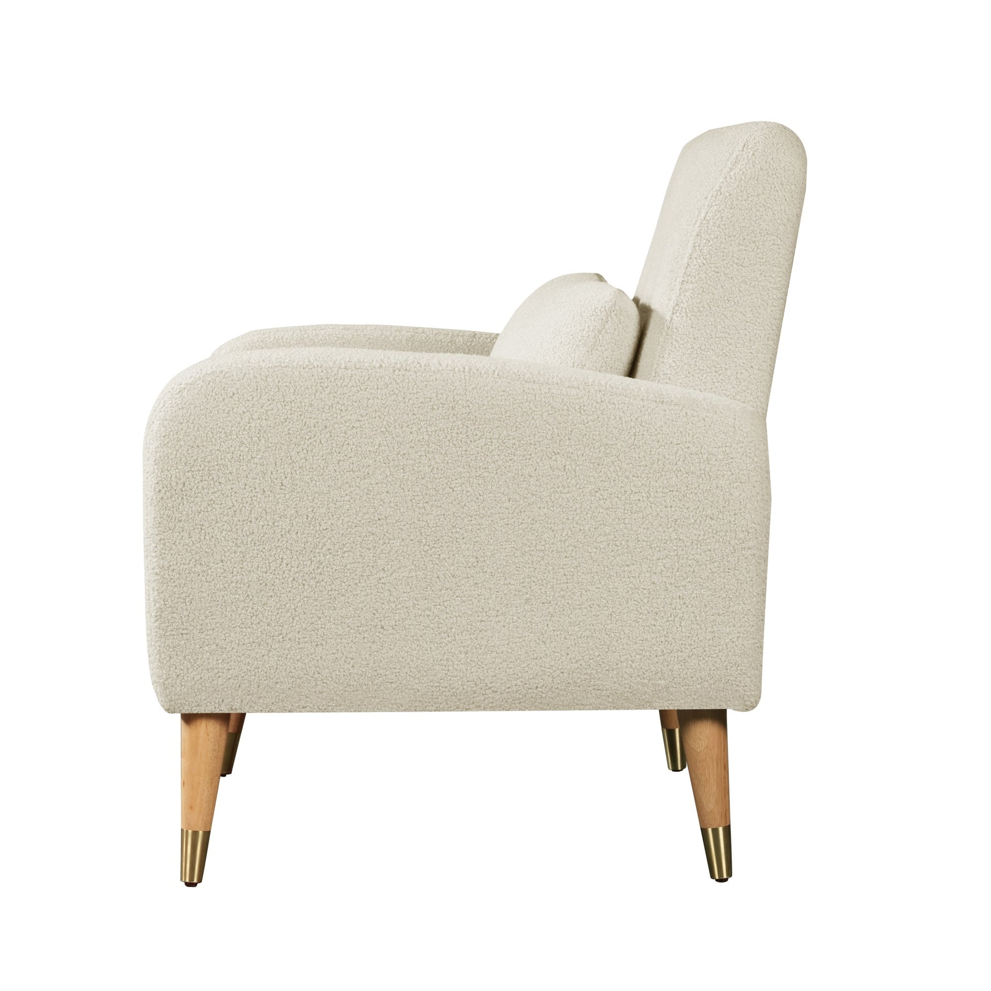 Mid Century Modern Accent Chair, Upholstered Armchair Living Room Chair, Comfy Single Sofa Chair With Metal Legs, Polyester Fabric Chair For Living Room Bedroom White Sherpa