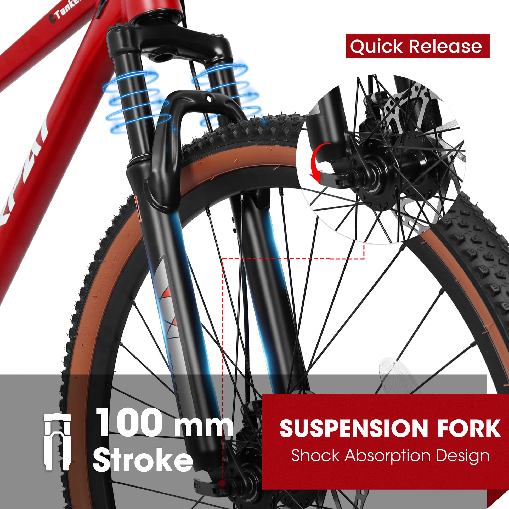 A27312 Mountain Bike 27.5 Inch Wheels, 21 Speed Mens Womens Trail Commuter City Mountain Bike, Aluminium Frame Disc Brakes Thumb Shifter Front Fork Bicycles Cycling Red Without Durable Garden & Outdoor Classic Multifunctional Polyurethane Foam Aluminum