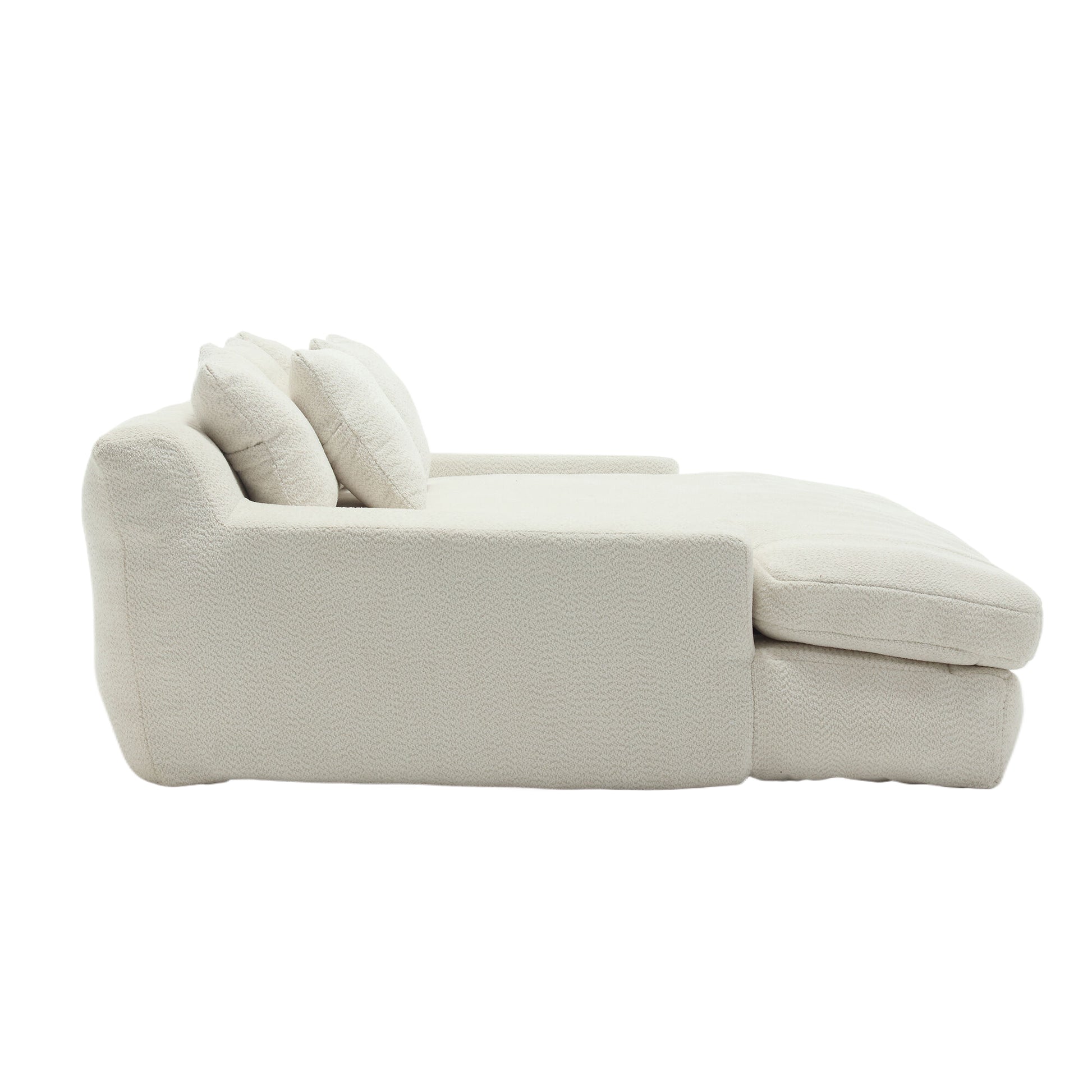 Coolmore Chenille 2 Seater Lazy Sofa With 5 Back Pillows,Comfy Sofa Deep Seat Couch For Living Room,Club White White Chenille 2 Seat