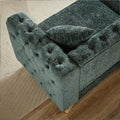 Chenille Pull Buckle Design Sofa For Living Room,Buttons Tufted With Copper Nail Decoration Armrest, Modern Couch Upholstered Button And Metal Legs Green Foam Chenille 6 Seat