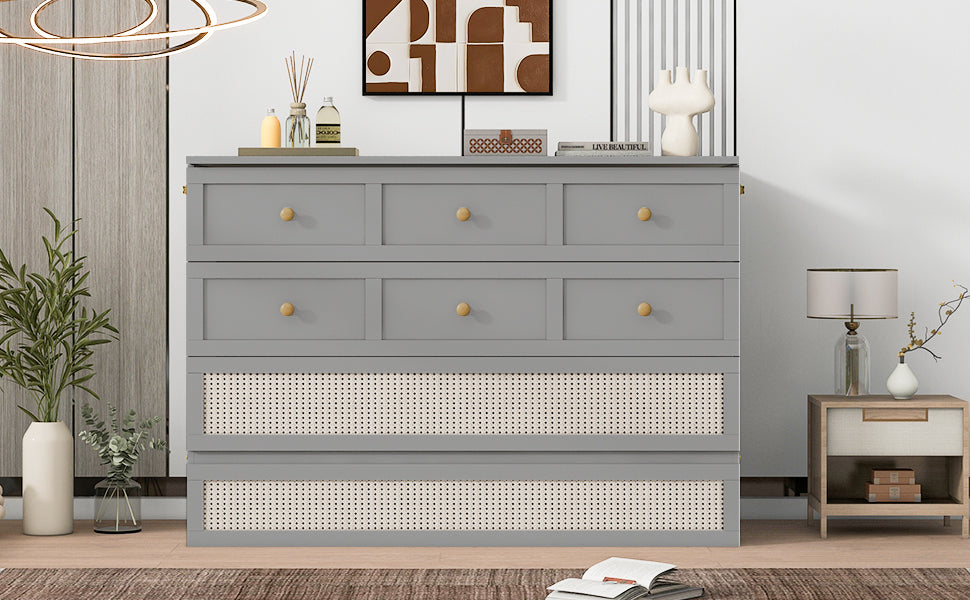 Full Size Murphy Bed With Large Drawers,Gray Full Gray Plywood