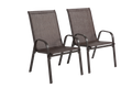2 Piece Patio Chairs, Outdoor Camping Chairs Withtextilene Fabric, Set Of 2 Garden Chairs With Armrest High Backrest For Garden Patio Pool Beach Yard Space Saving Brown Brown Steel