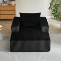 62.5 Inch Corduroy Sponge Sofa Lounge Chair,No Assembly Required,Fluffy Modern Sleeper Chair For Indoor Living Room Bedroom Black Foam Corduroy 1 Seat