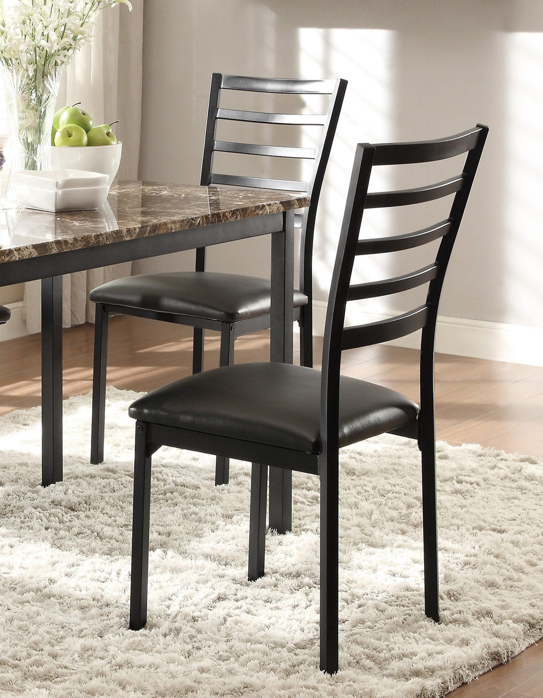 Black Finish Side Chairs Set Of 4 Metal Frame Casual Dining Furniture Black Dining Room Casual Side Chair Metal
