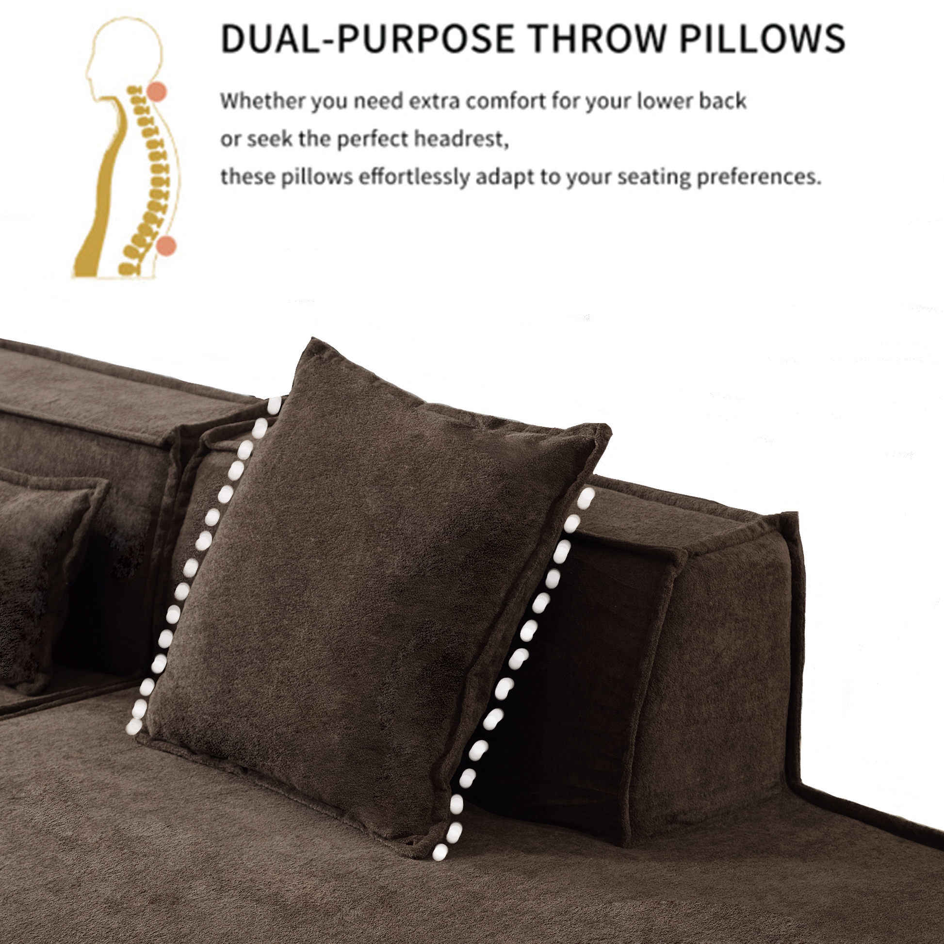 Modular Combination Living Room Sofa Set, Modern Minimalist Sofa, Free Installation Sofa, L Shaped, Italian Minimalist Tofu Block Sofa, Left Hand Facing,Terrycloth Fabric,Dark Brown Dark Brown Polyester Primary Living Space Soft Modern Polyester 3 Seat