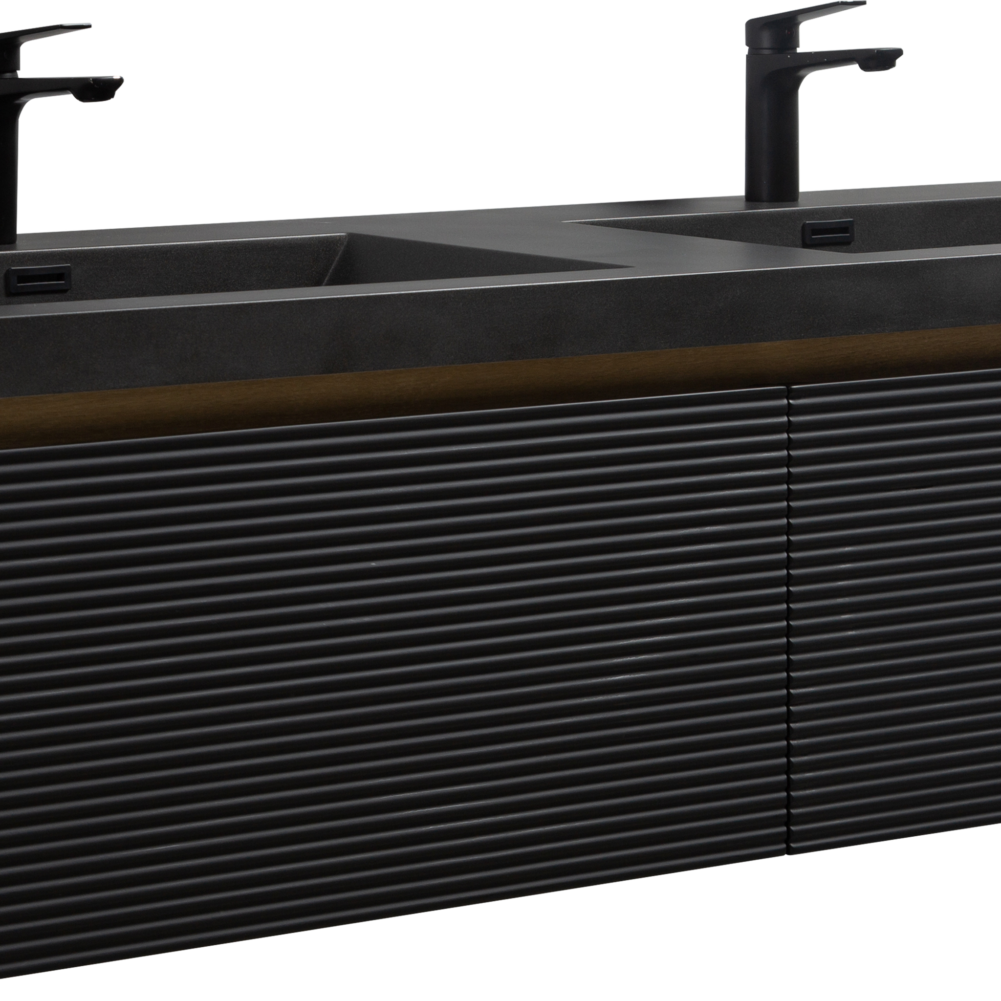 60" Floating Bathroom Vanity With Two Sinks, Modern Wall Mounted Bathroom Storage Vanity Cabinet With Countertop And Soft Close Drawers, Ink Black Cruis 60 Black Wood