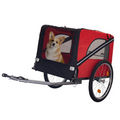 Dog Bike Trailer,Mesh Dog Cart With 3 Entrances, Safety Flag, 8 Reflectors, Folding Pet Carrier Wagon With 20 Inch Wheels, Bicycle Carrier For Medium And Small Sized Dogs Red Black Fabric Steel