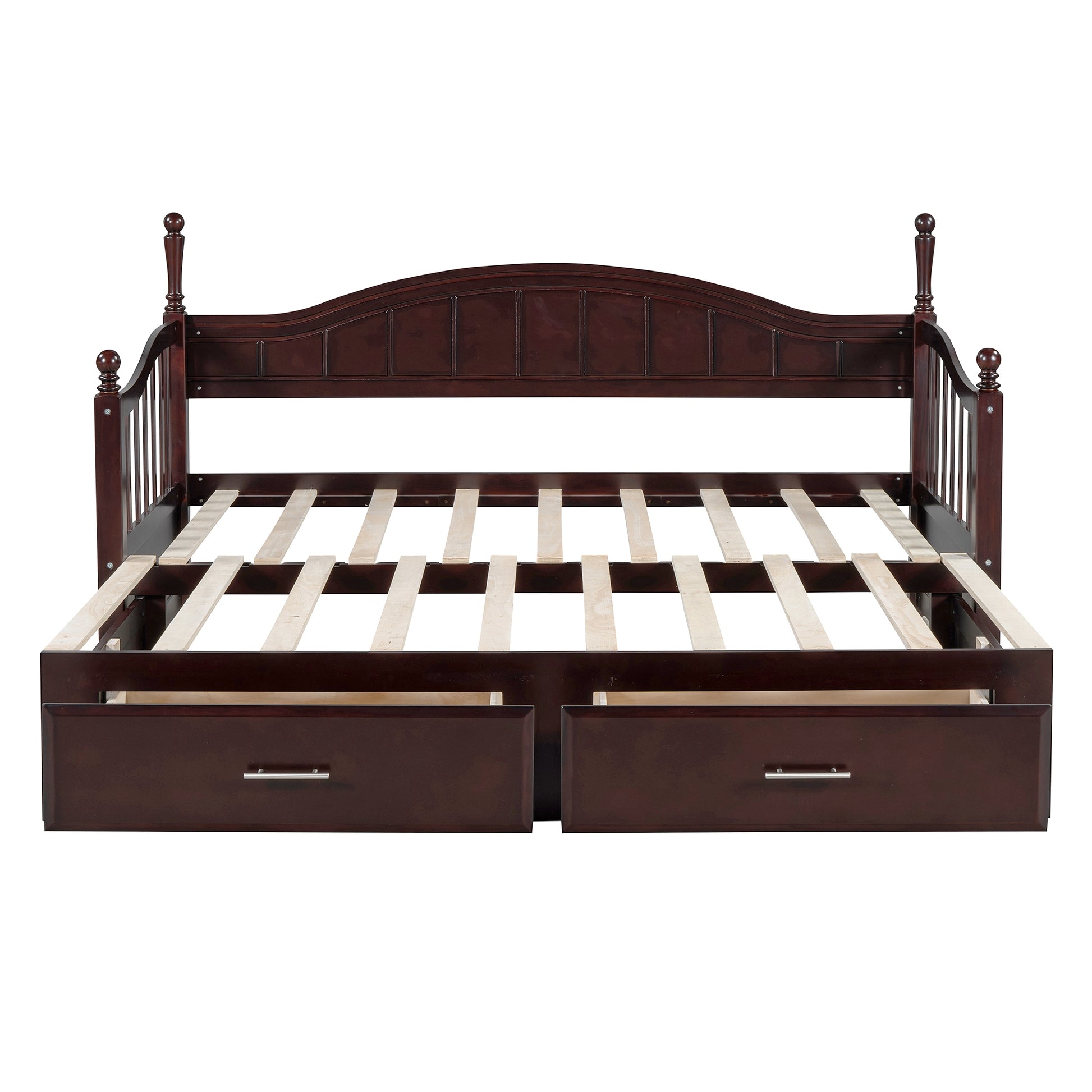 Wooden Twin Size Daybed With Twin Size Trundle, Extendable Daybed With Two Storage Drawers, Espresso Expected Arrival Time:9.12 Twin Espresso Wood