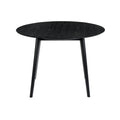 Round Dining Table With Wood And Tapered Legs, Black Black Wood