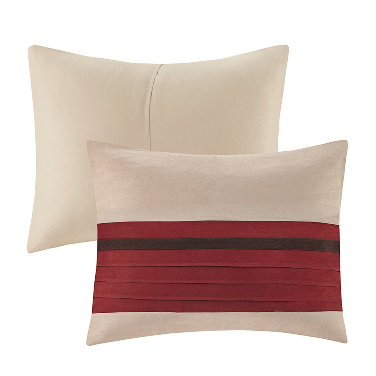 7 Pc Pieced Faux Suede Comforter Set Red King King Red Polyester