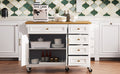 K&K 52'' Kitchen Island With Drop Leaf, Embossed Texture Kitchen Island On Wheels With Spice Rack, Towel Rack, 2 Doors And 5 Drawers, Kitchen Storage Cart With Adjustable Shelf For Kitchen, White