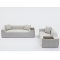 Arrived 2 Piece Boucle Cloud Sofa Set, Upholstered Sofa Set, Modern 3 Seater And 2 Seater Sofa With Mdf End Table For Living Room ,Apartment,3 2 Couch,Boucle, Light Gray Light Gray Polyester Primary Living Space Soft Tight Back Modern Square Arms Foam
