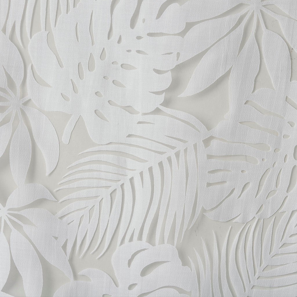 Palm Leaf Burnout Window Sheer White Polyester