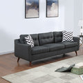 Modern Cozy Sofa Loveseat W Pillows 2Pc Sofa Set Black Polyfiber Couch Tufted Cushions Living Room Black Primary Living Space Firm Tufted Back Contemporary,Modern Pine Square Arms Linen Blend,Pine,Plywood 5 Seat
